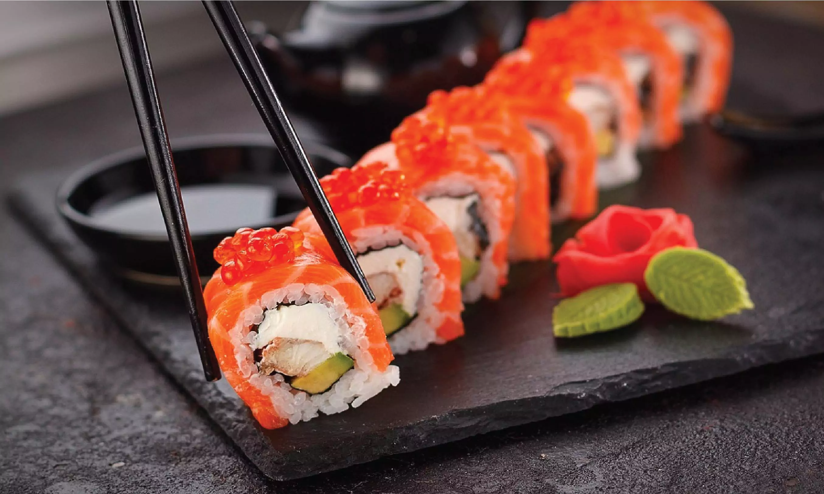 Premium catering service serves sushi and many more international cuisines